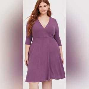 Torrid Purple Wrap Hacci Mini Dress 3X